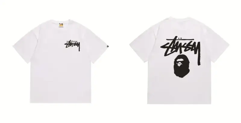 Bape x Stussy Tee — 201 white and black colorway — USFans Spreadsheet photo