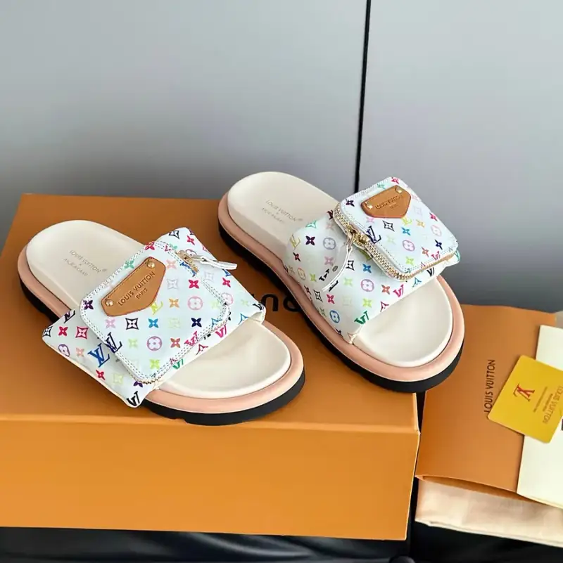 Takashi Murakami x LV Pool Pillow Comfort Shoes — white colored flowers colorway — Kakobuy Spreadsheet photo