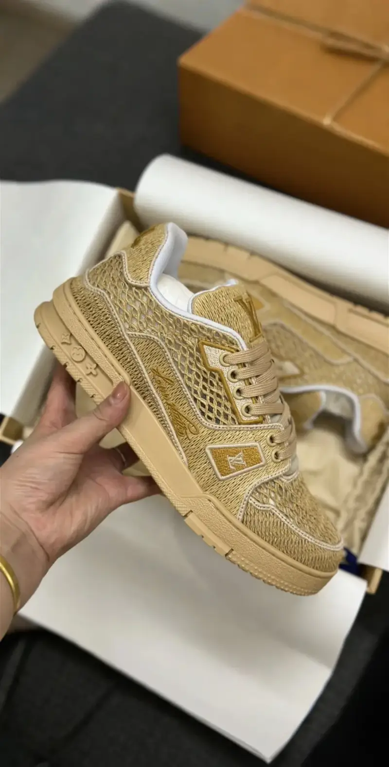 LV Trainers — khaki colorway — Kakobuy Spreadsheet photo