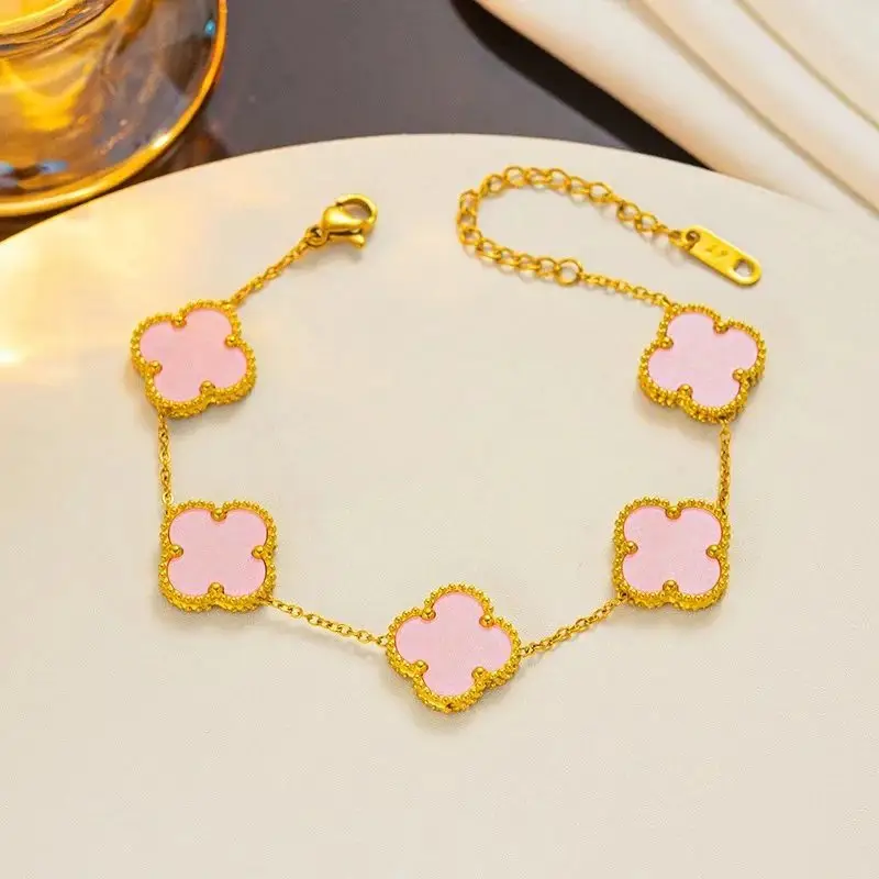 Vancleef Necklace — 913-2 pink shell bracelet gold 1.5CM colorway — USFans Spreadsheet photo