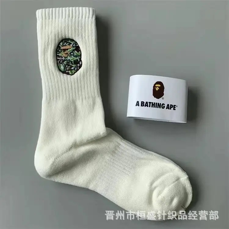 Bape Socks — tall tube green embroidery white colorway — USFans Spreadsheet photo
