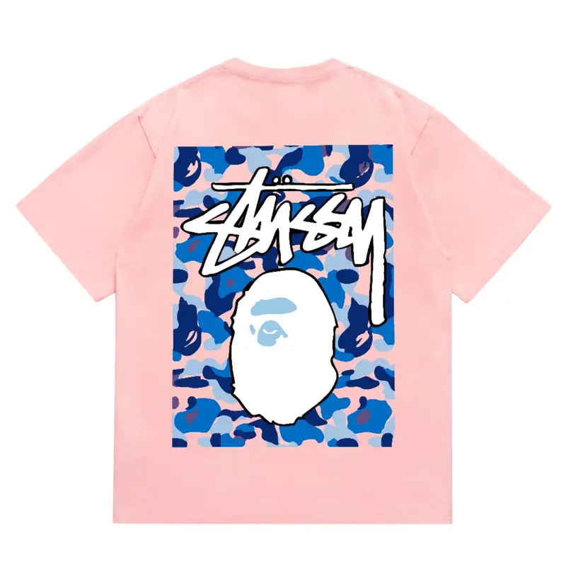 Bape x Stussy Tee — 203 Pink Blue White colorway — USFans Spreadsheet photo