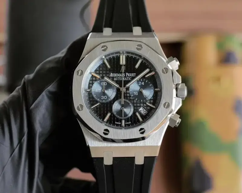 Audemars Piguet Royal Oak Titanium Watch — [Blue Subdial] Silver Case Black Strap colorway — USFans Spreadsheet photo