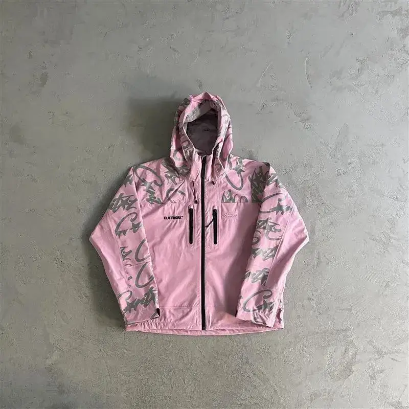 Corteiz Pink Windbreaker with Monogram on Sleeves — Pink colorway — USFans Spreadsheet photo