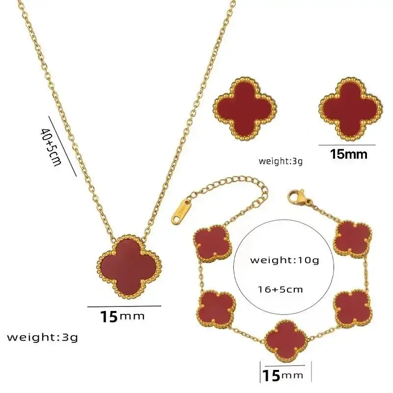 Vancleef Necklace — 913-1 three-piece set of 1.5CM red shell colorway — USFans Spreadsheet photo