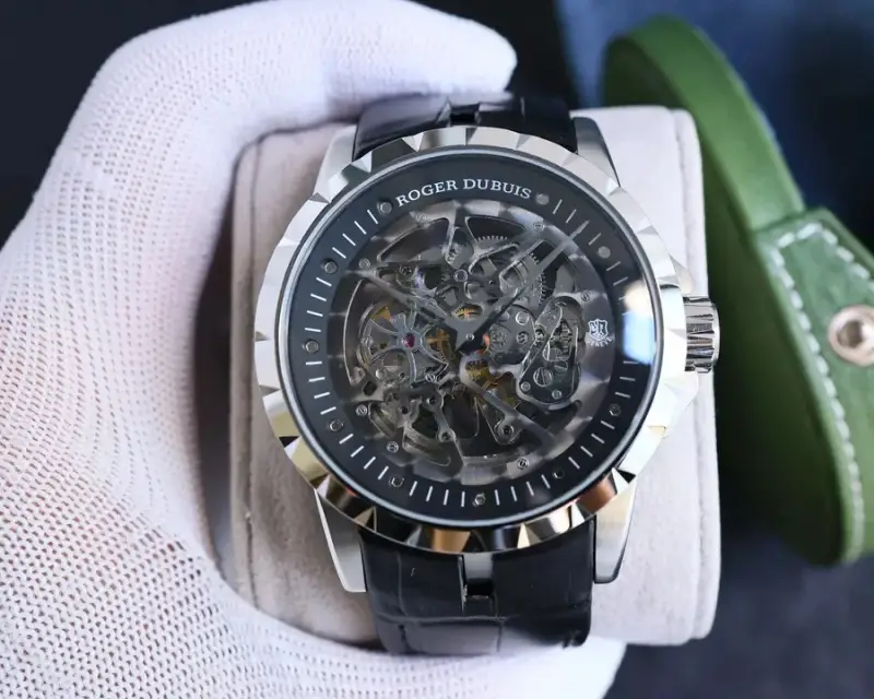 Roger Dubuis Skeleton Watch — Silver Shell  Black Plate Black Leather colorway — USFans Spreadsheet photo