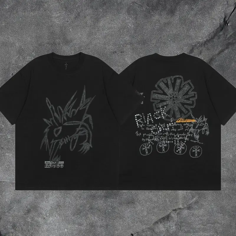Travis Scott Tee 69cw — Black graffiti T116 colorway — Kakobuy Spreadsheet photo