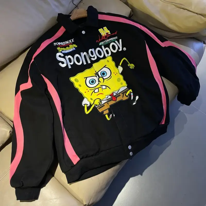 Supreme SpongeBob SquarePants Jeff Hamilton Racing Jacket — Black-Spring and Autumn colorway — USFans Spreadsheet photo