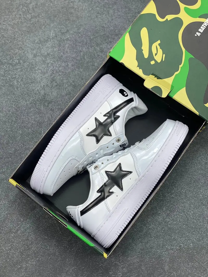 Bapesta Sneakers — JJJOUND Co branded Black and White colorway — Kakobuy Spreadsheet photo