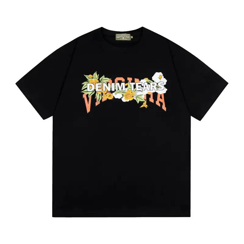 Denim Tears x Offset T-Shirt — Black Floral Letters colorway — USFans Spreadsheet photo