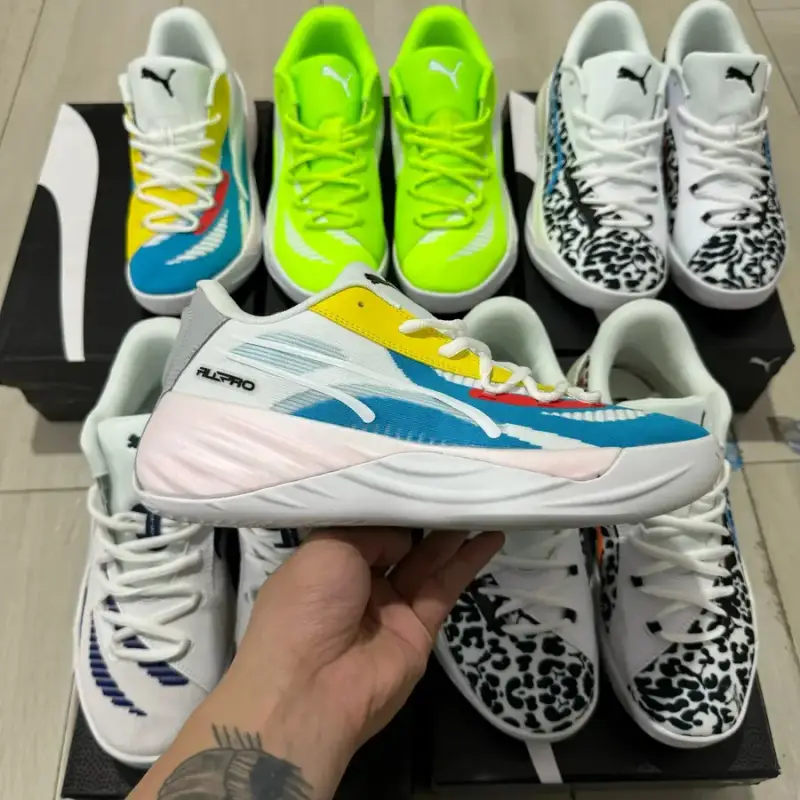 Puma All-Pro Basketball Shoes — White Blue Yellow colorway — Kakobuy Spreadsheet photo