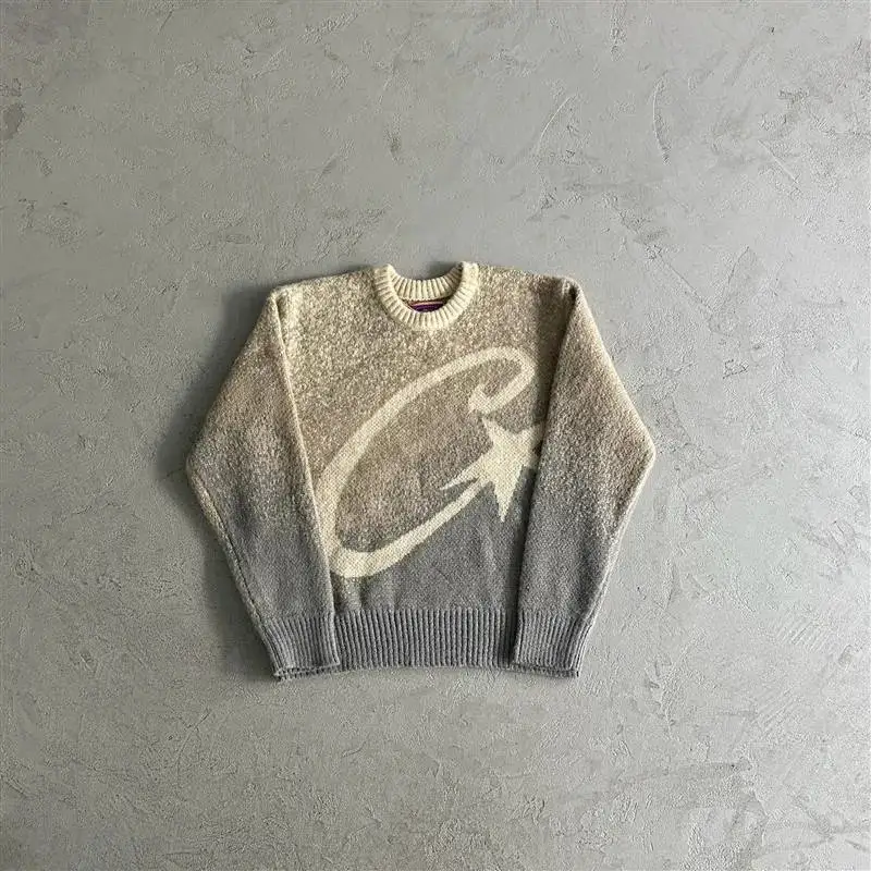 Corteiz Knit Sweater — Yellow Grey Gradient C- Star Sweater colorway — USFans Spreadsheet photo