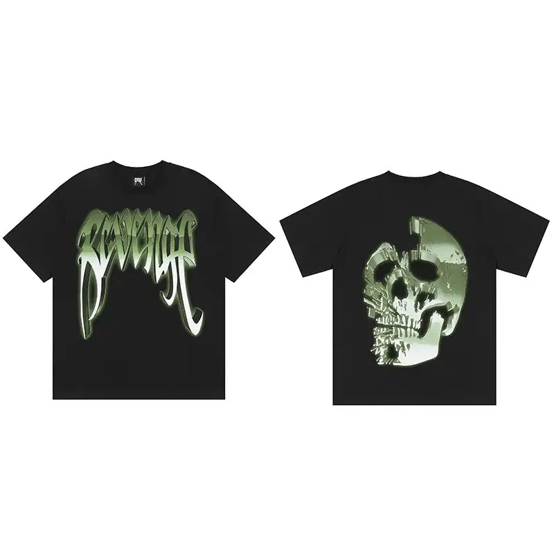 Revenge T-Shirts — Green， black， green metal skull colorway — Kakobuy Spreadsheet photo
