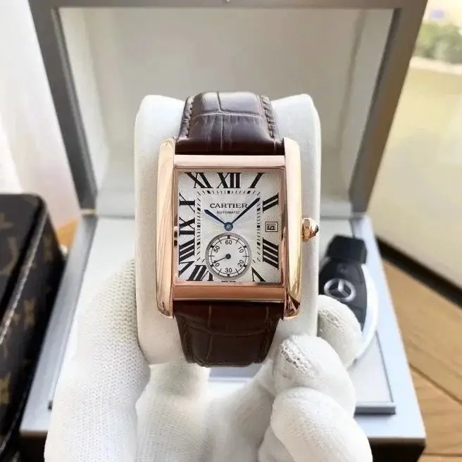 Cartier Tank Watch — Rose Gold Case-White Dial Brown Strap colorway — USFans Spreadsheet photo