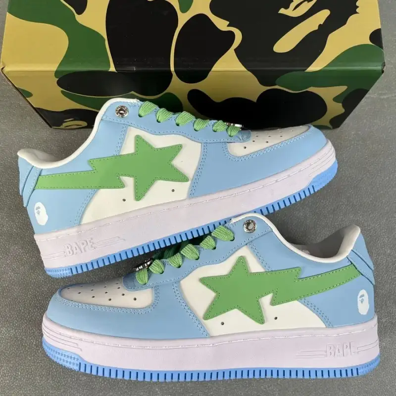 Bapesta Sneakers — White Blue Green colorway — Kakobuy Spreadsheet photo
