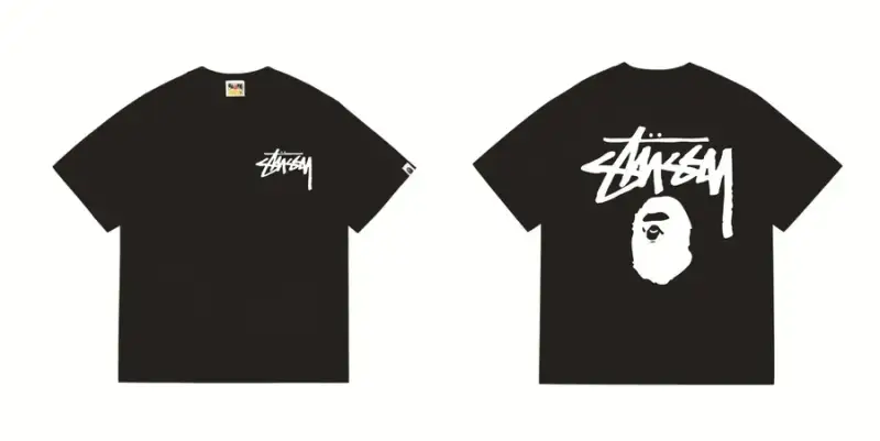 Bape x Stussy Tee — 201 black and white colorway — USFans Spreadsheet photo