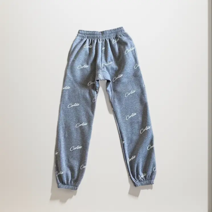 Corteiz Alcatraz Basic Triple Black Pants — baby blue print colorway — USFans Spreadsheet photo