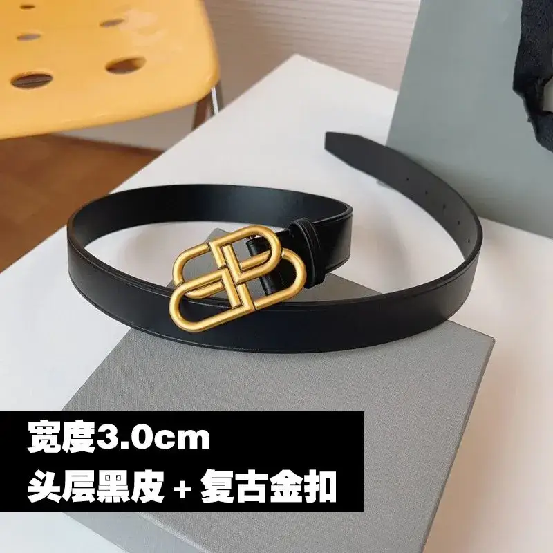 Balenciaga Belt — Gold buckle black leather/3.0cm wide colorway — USFans Spreadsheet photo