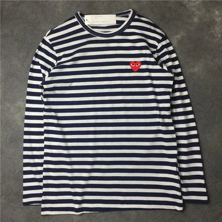 CDG Play SS24 Hoodie — Dark blue stripe colorway — USFans Spreadsheet photo