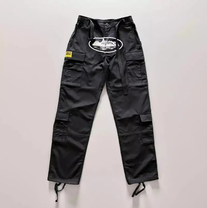 Corteiz Classic Cargo 5 Stars Black White Logo Pants — 4th Anniversary colorway — USFans Spreadsheet photo