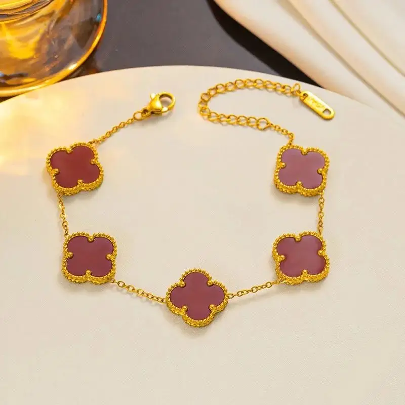 Vancleef Necklace — 913-2 Red Shellfish Bracelet Gold 1.5CM colorway — USFans Spreadsheet photo