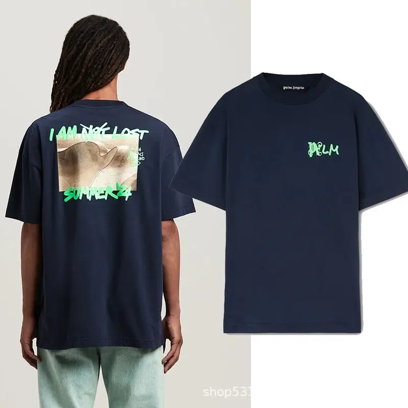Palm Angels Monogram NY Spray Tee — 2288 Royal Blue colorway — USFans Spreadsheet photo