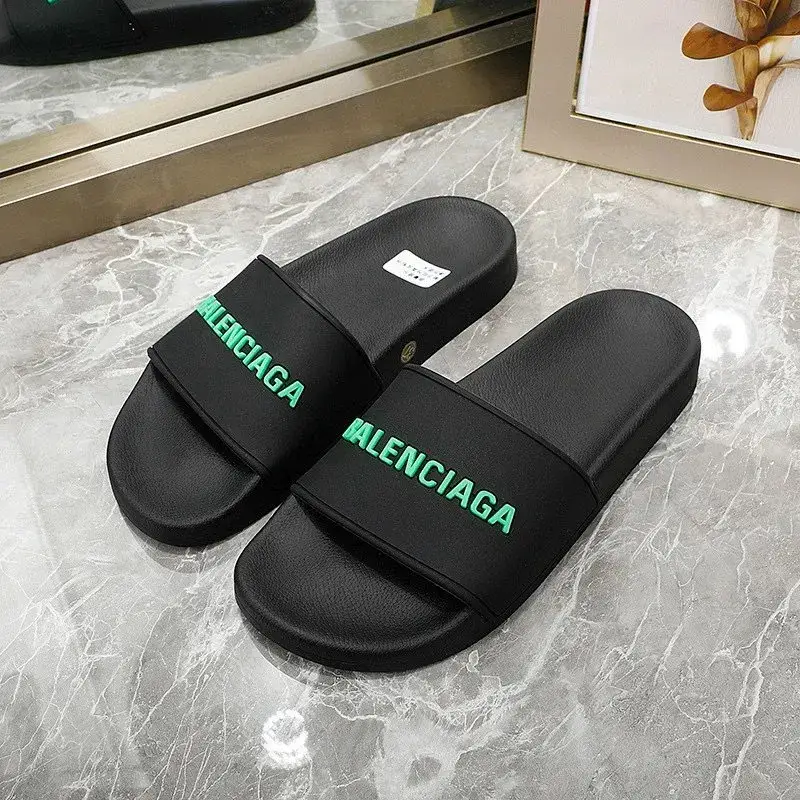 Balenciaga Slides — Black green letters colorway — USFans Spreadsheet photo