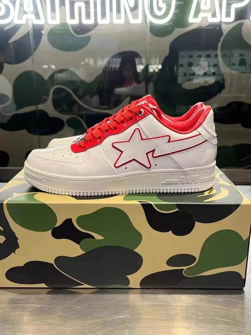 Bapesta Sneakers — White and red stitching colorway — Kakobuy Spreadsheet photo