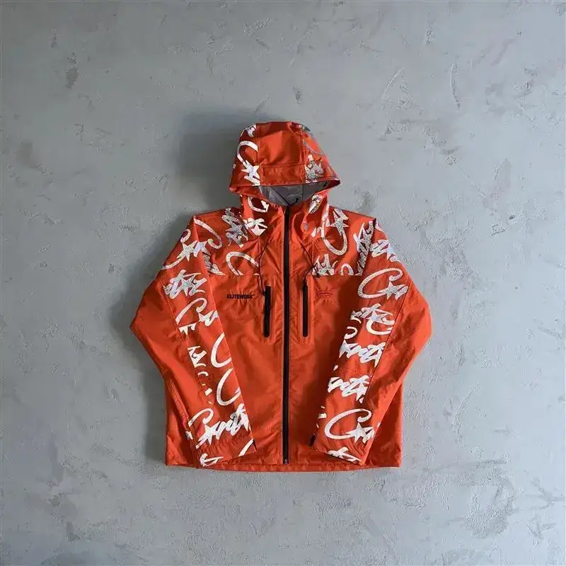 Corteiz Pink Windbreaker with Monogram on Sleeves — orange colorway — USFans Spreadsheet photo