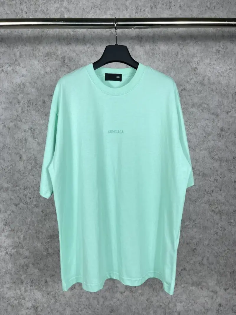 Balenciaga T-Shirt Small Logo Grey — Light green [embroidery] colorway — USFans Spreadsheet photo