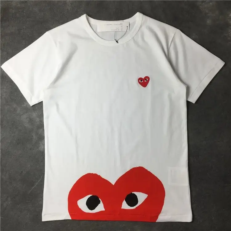 CDG T-Shirts — White half red heart colorway — USFans Spreadsheet photo