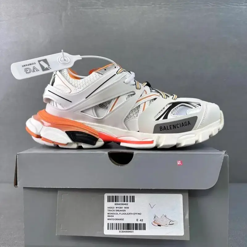 Balenciaga Track Sneakers — Three generations of white orange 19059 colorway — USFans Spreadsheet photo