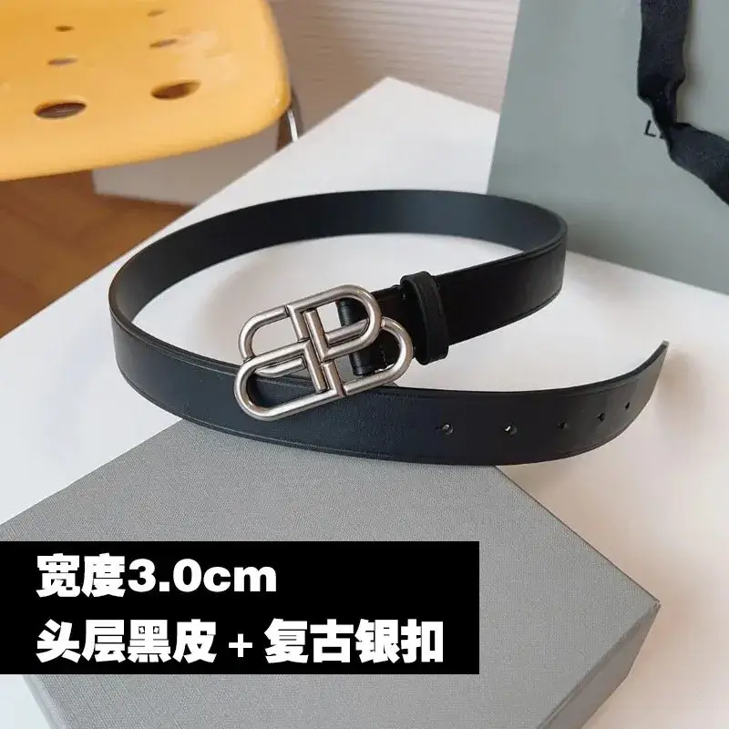Balenciaga Belt — Silver buckle black leather/3.0cm wide colorway — USFans Spreadsheet photo