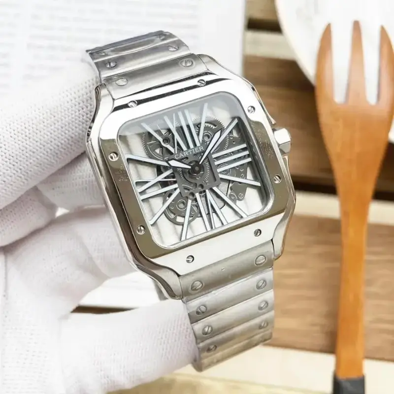 Cartier Santos Skeleton — Silver Shell White Steel Strip colorway — USFans Spreadsheet photo
