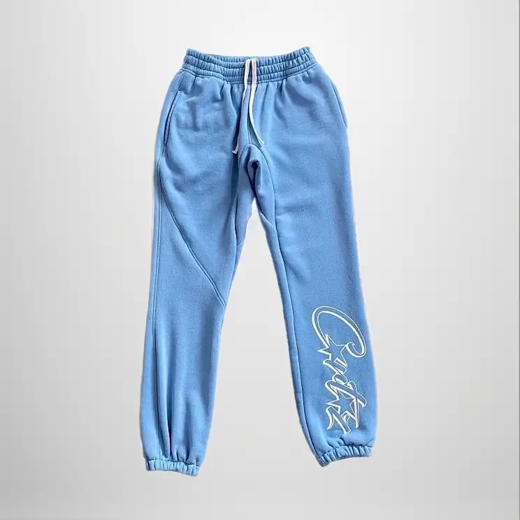 Corteiz Alcatraz Basic Triple Black Pants — Light blue colorway — USFans Spreadsheet photo