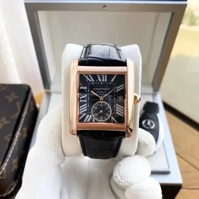 Cartier Tank Watch — Rose Gold Case-Blue Dial Black Strap colorway — USFans Spreadsheet photo