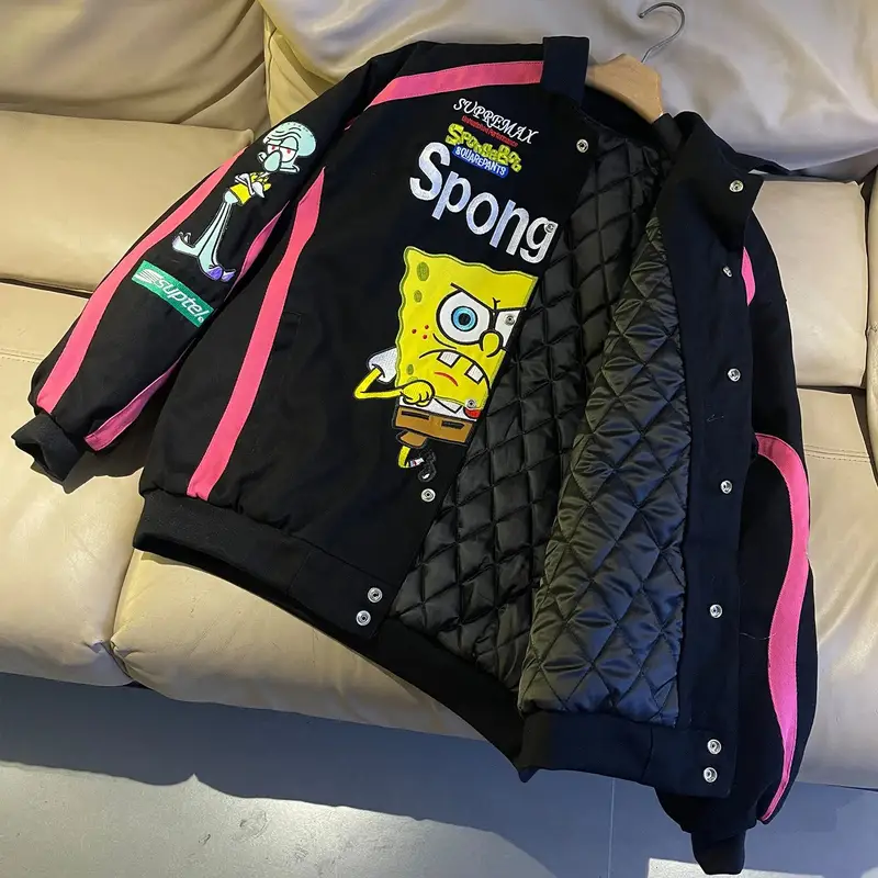 Supreme SpongeBob SquarePants Jeff Hamilton Racing Jacket — Black-Cotton-lined, thickened style colorway — USFans Spreadsheet photo