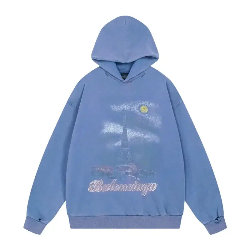Balenciaga Paris Moon Faded Hoodie — wash water blue colorway — USFans Spreadsheet photo