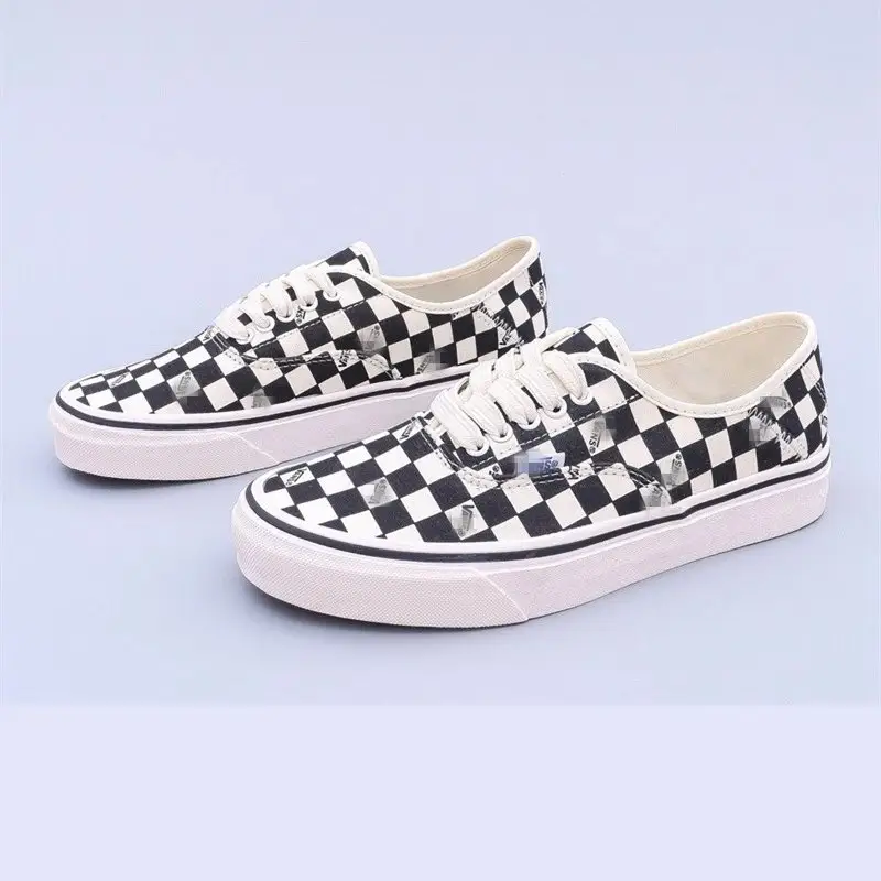 Vans Old Skool Shoes — AUT ANNA Printing Black and White Lattice Tie colorway — Kakobuy Spreadsheet photo