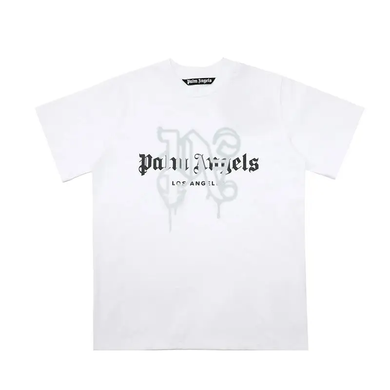 Palm Angels Monogram NY Spray Tee — 2273 white black word gray blue colorway — USFans Spreadsheet photo