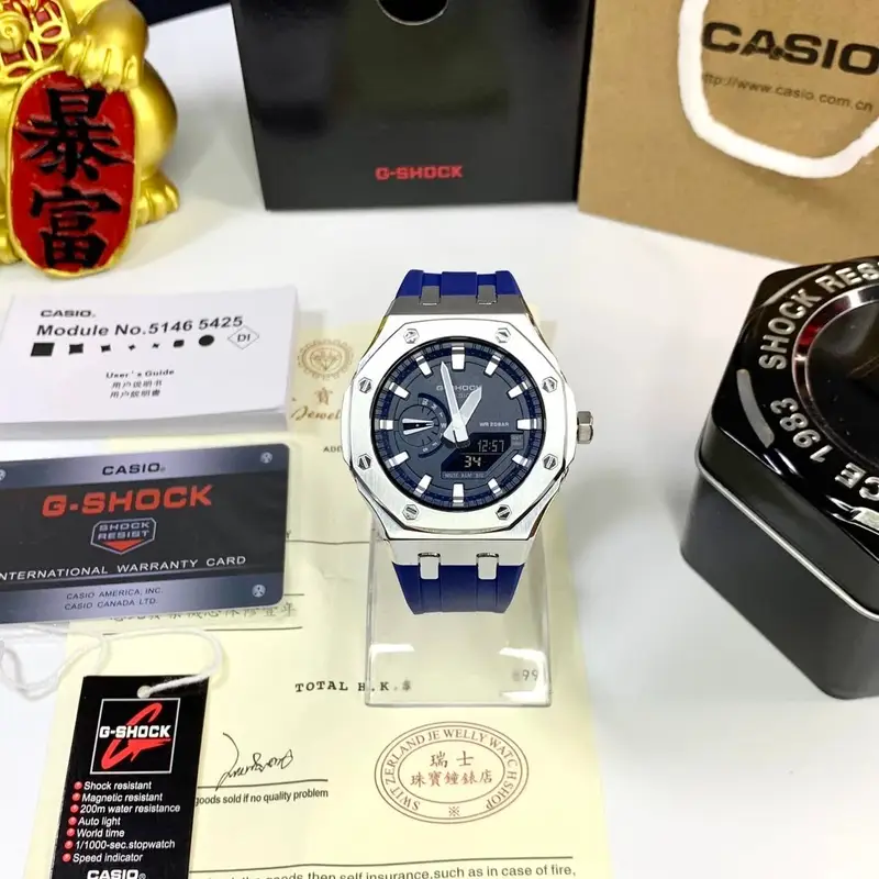 G-Shock Casio Watch With Rubber Band — Silver Shell  Blue Plate Blue Tape colorway — USFans Spreadsheet photo
