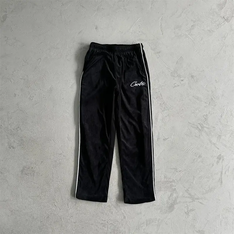 Corteiz Tracksuit Top — Black velvet trousers with a white label colorway — USFans Spreadsheet photo