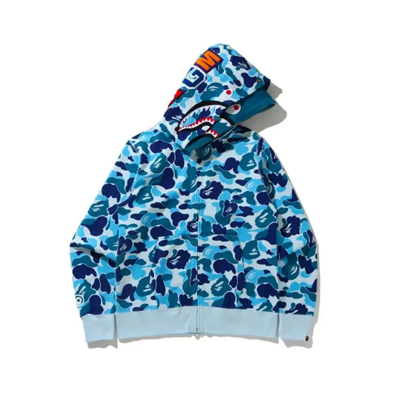 Bape Shark Hoodie — 8801 Double Cap Blue colorway — USFans Spreadsheet photo
