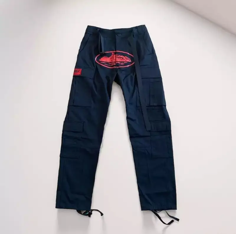 Corteiz Classic Cargo 5 Stars Black White Logo Pants — Red printing colorway — USFans Spreadsheet photo
