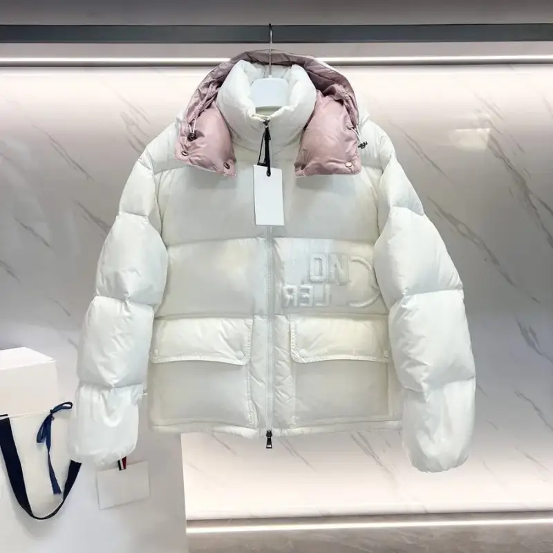 Women's Moncler Jacket — white pink colorway — USFans Spreadsheet photo
