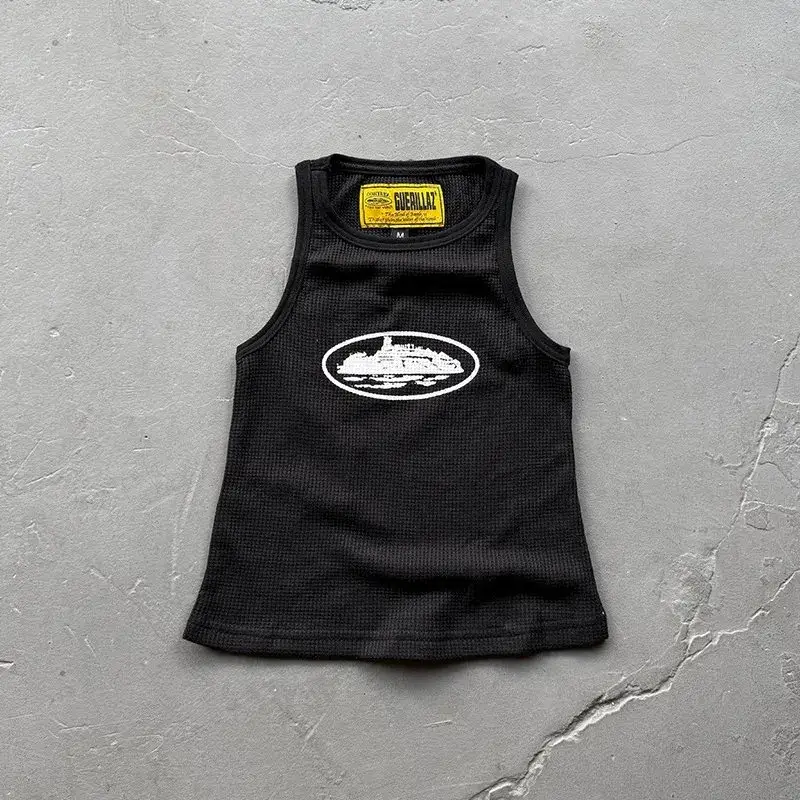 Corteiz Sleeveless Garment T-Shirt — Island Print/Black colorway — USFans Spreadsheet photo