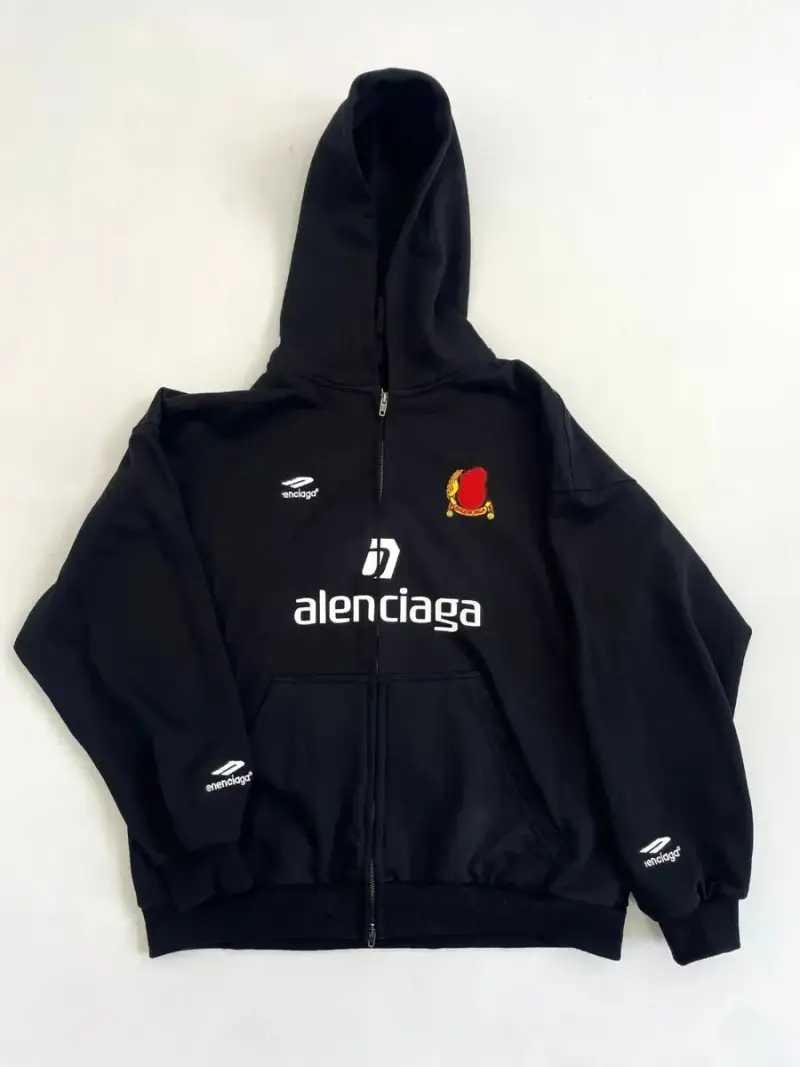 Balenciaga Soccer Zip-Up Hoodie — black colorway — USFans Spreadsheet photo