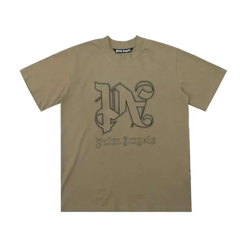 Palm Angels Monogram NY Spray Tee — 2286 Khaki Green colorway — USFans Spreadsheet photo