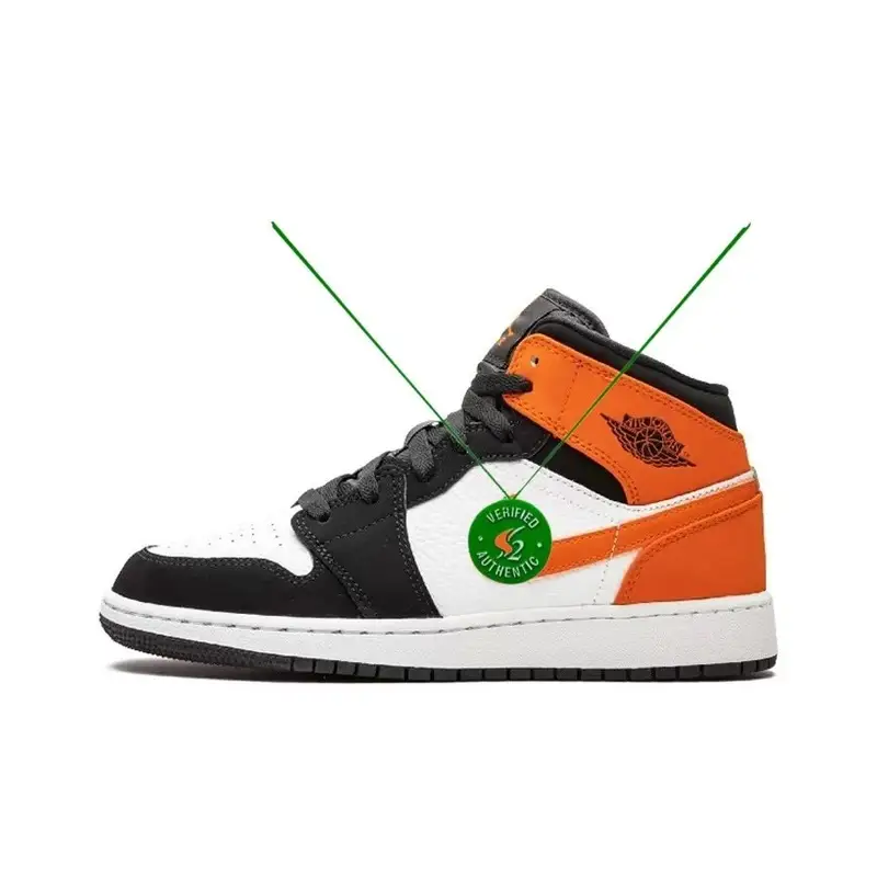 Off-White AJ1 University Blue — Mid-top black and orange colorway — USFans Spreadsheet photo