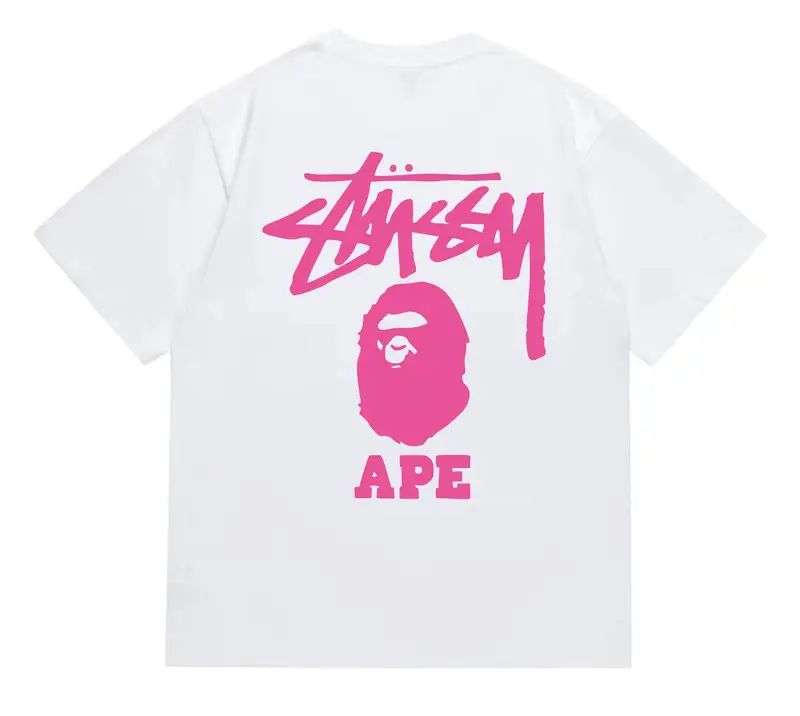 Bape x Stussy Tee — 202 white rose red colorway — USFans Spreadsheet photo